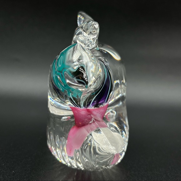 Vtg Signed S/R 92 Fruit Salad Dolphin Bird Abstract Studio Art Glass Paperweight - Picture 4 of 7